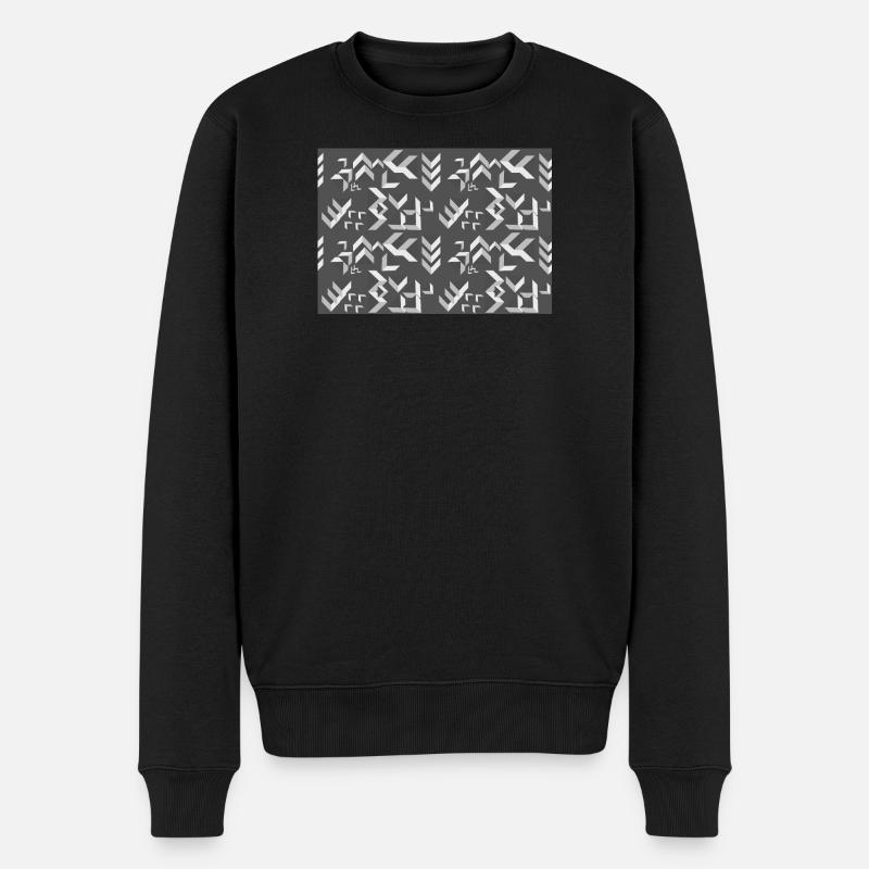 Deco pattern triangles grey-white - Men's Premium Organic Jumper - black