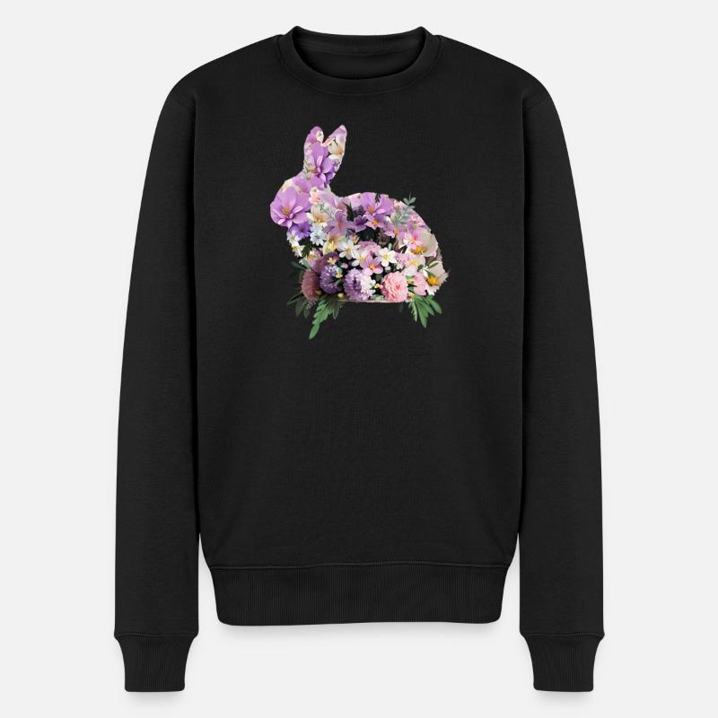 Fleurs lapin de Pâques - Pull Premium bio Homme - noir