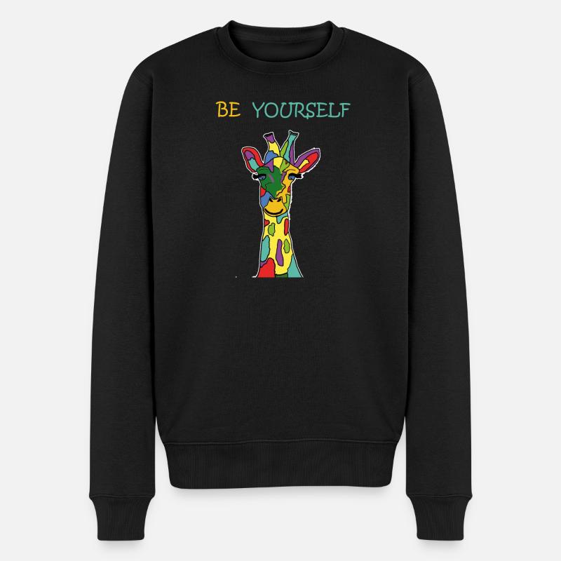 Giraffe Be Yourself Sei Du Selbst Bunt Anders - Männer Premium Bio Pullover - Schwarz