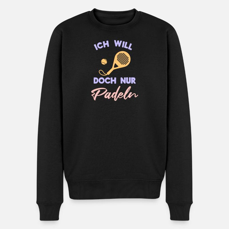Sportart Spieler Padel Bälle Statement Schläger - Männer Premium Bio Pullover - Schwarz