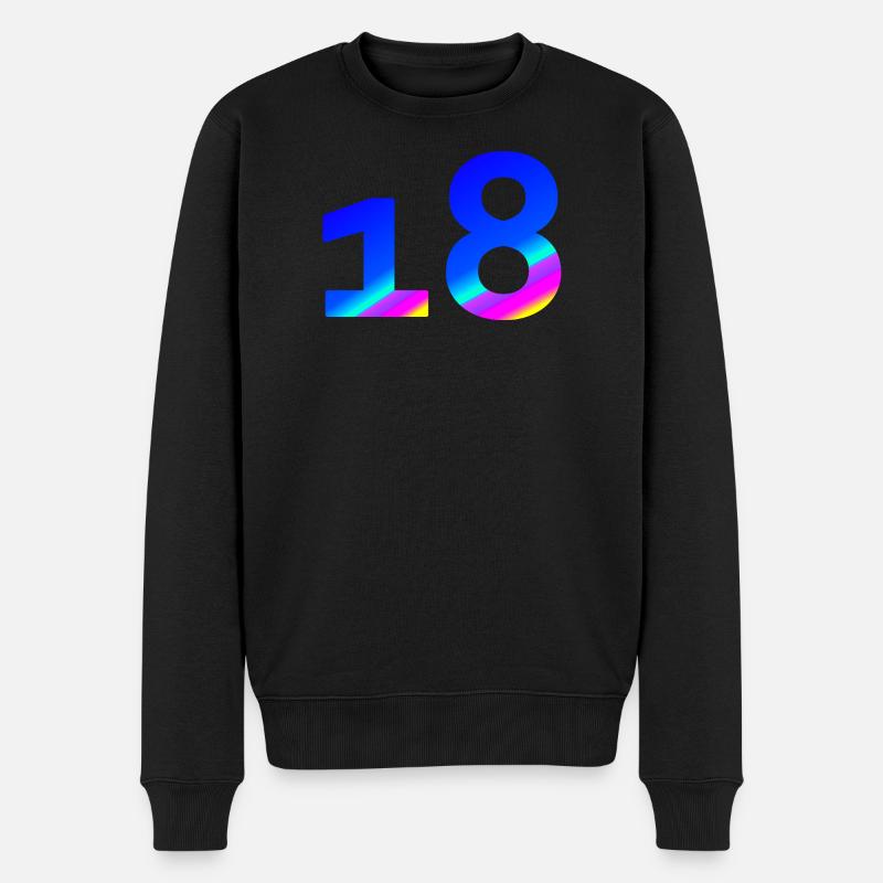 verschenken, 18 blauton mit Farbverlauf - Männer Premium Bio Pullover - Schwarz