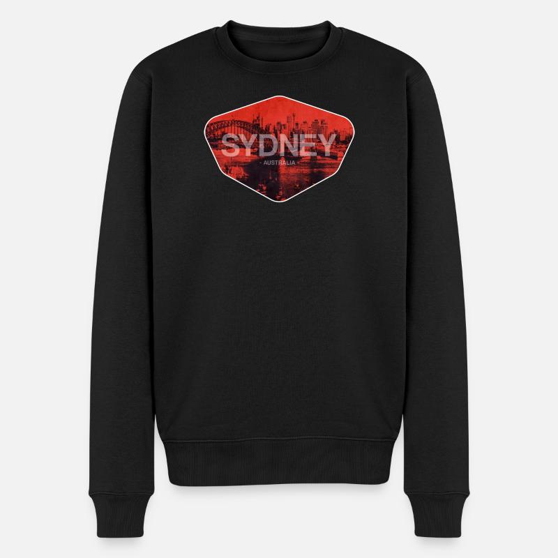 Sydney Retro Skyline Druck - Männer Premium Bio Pullover - Schwarz