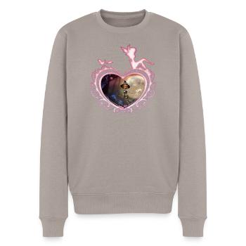 Mignonne petite sorcière volant avec un balai - Pull Premium bio Homme - taupe - Devant - Nico (187cm)