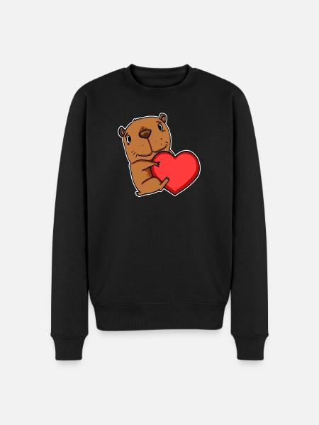 Capybara capybara heart motif - Men's Premium Organic Jumper - black