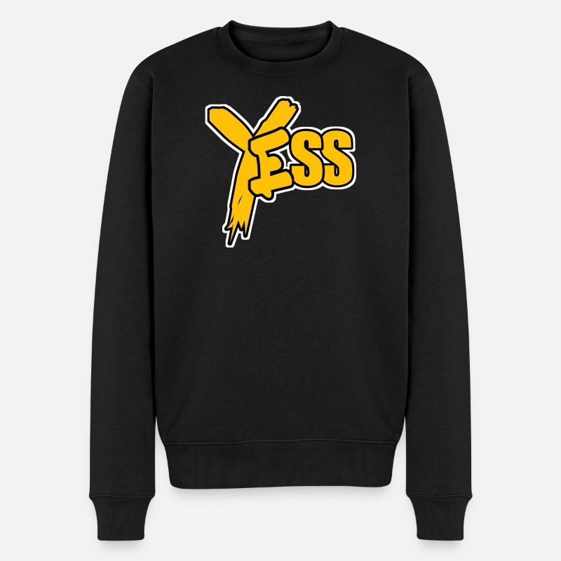 YES Jaune Pop Comic - Pull Premium bio Homme - noir