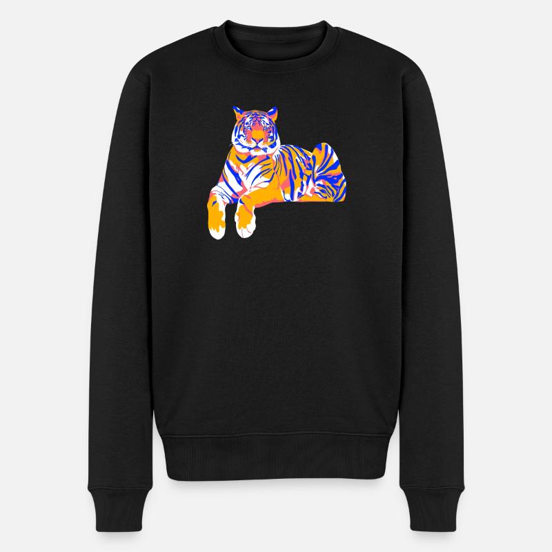 Länglicher Farbtiger - Männer Premium Bio Pullover - Schwarz