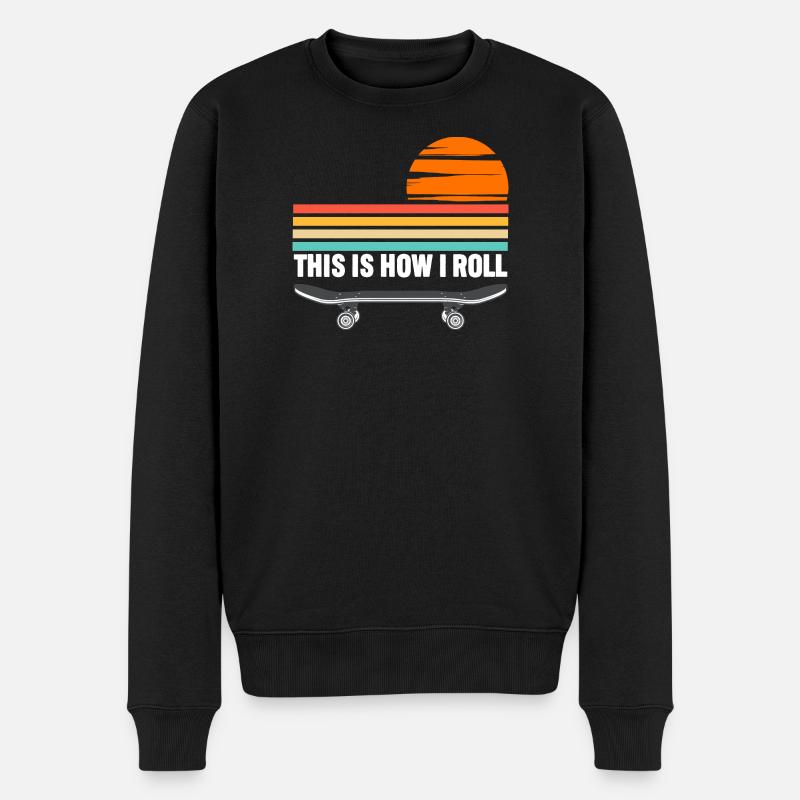 Skateboarden So rolle ich - Männer Premium Bio Pullover - Schwarz