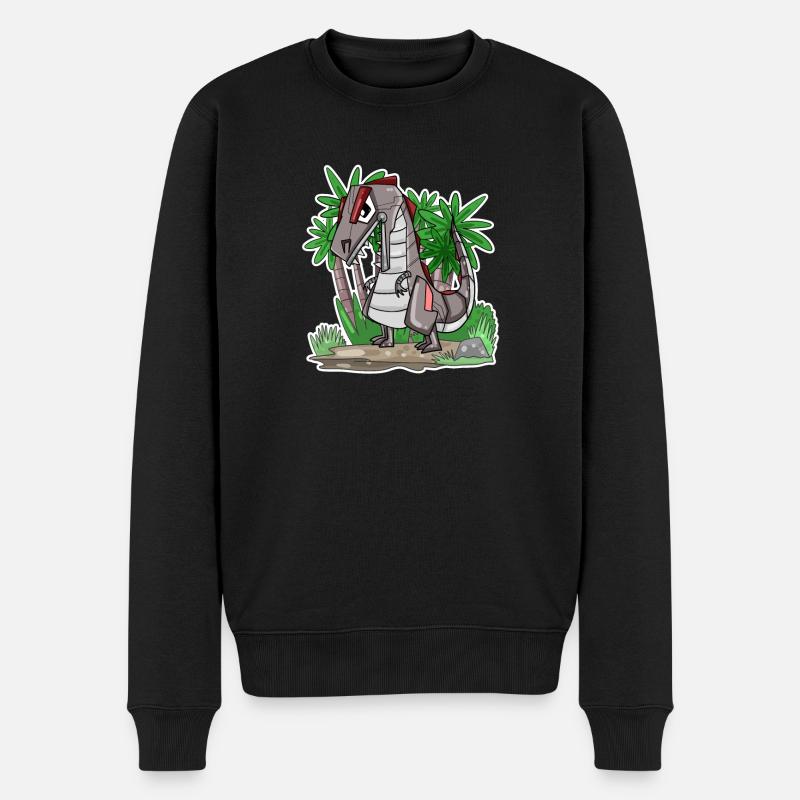 Roboter Dino Dinosaurier - Männer Premium Bio Pullover - Schwarz