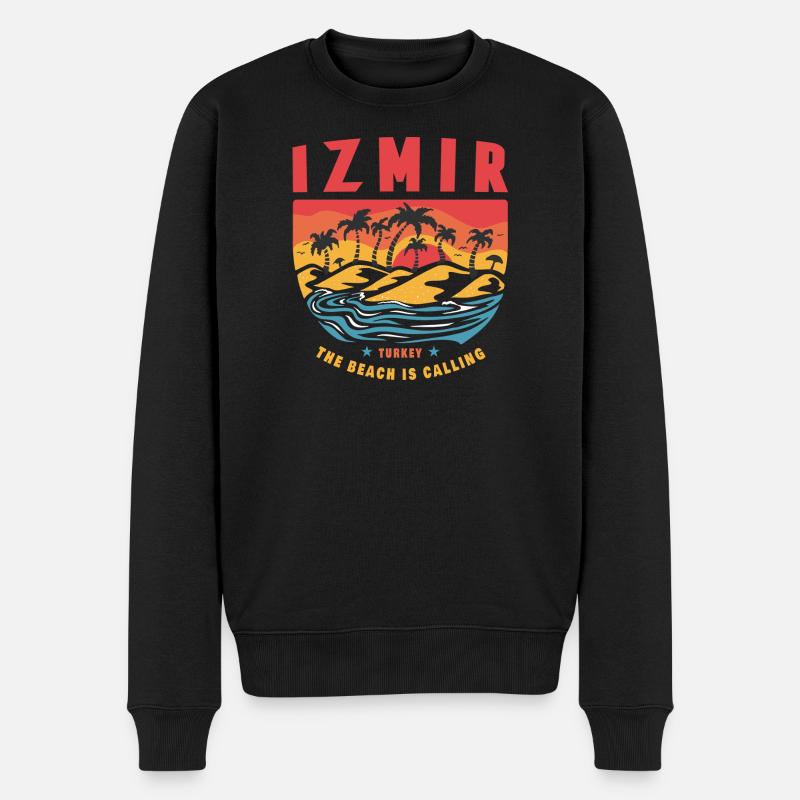 Motif palmier Izmir, Turquie - Pull Premium bio Homme - noir