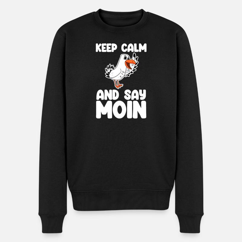 Nordsee Begrüßung Spruch Moin - Männer Premium Bio Pullover - Schwarz