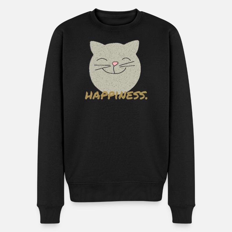 katze happiness - Männer Premium Bio Pullover - Schwarz