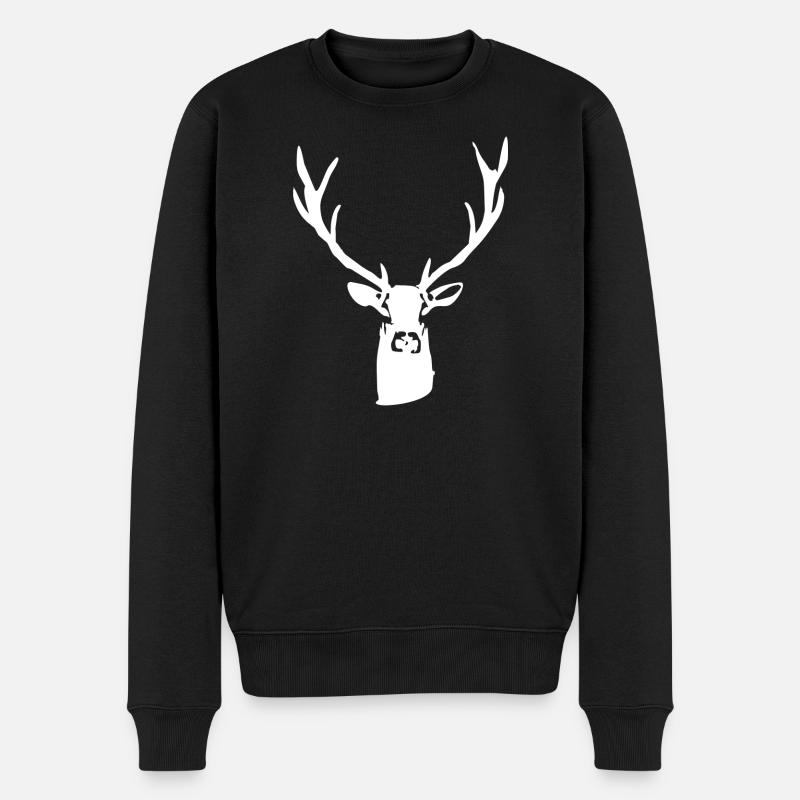 Edler Hirsch - Männer Premium Bio Pullover - Schwarz