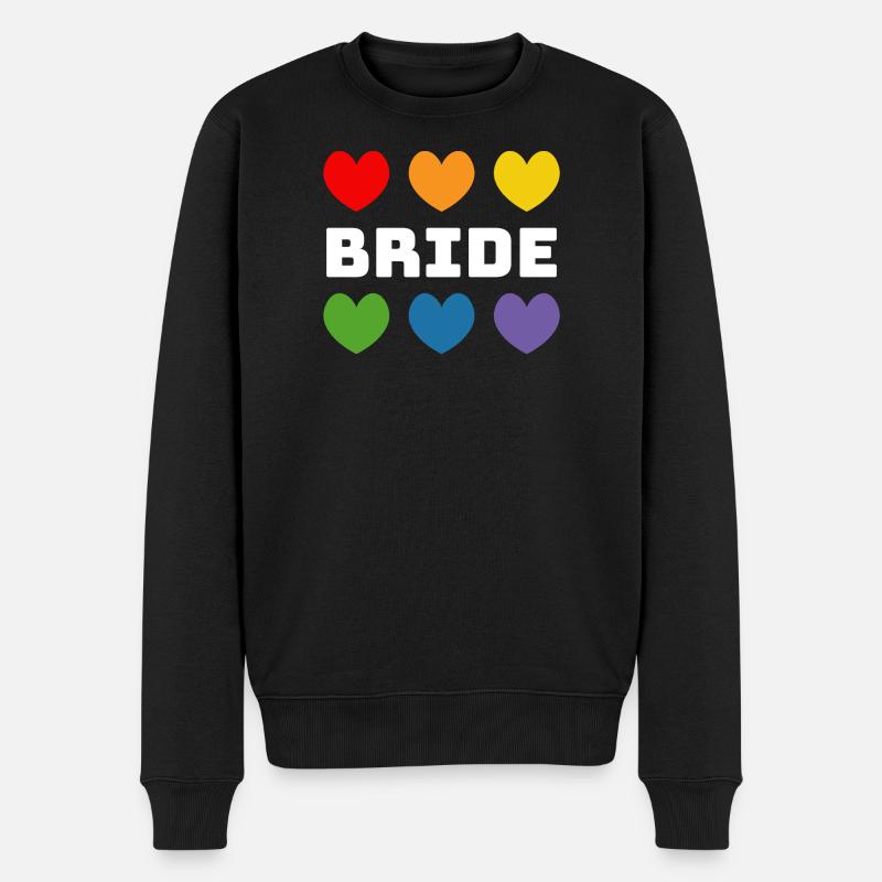 Cœur arc-en-ciel Bride blanc - Pull Premium bio Homme - noir