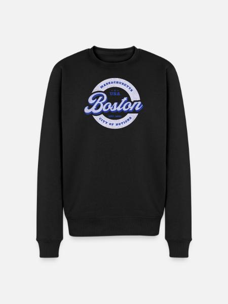 Boston Lettering Circle Badge - Men's Premium Organic Jumper - black