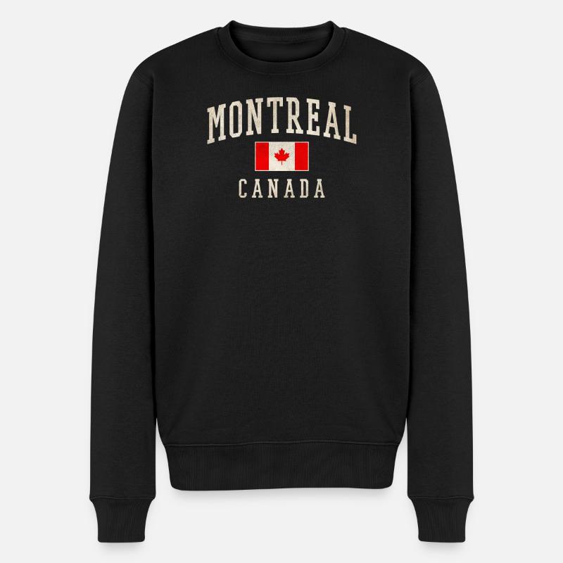 Montreal Canada Distressed Flag - Männer Premium Bio Pullover - Schwarz