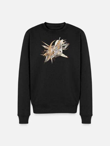 kunstnerisk filigran motiv lavet af bånd og fjer - Økologisk premium-sweatshirt til mænd - sort