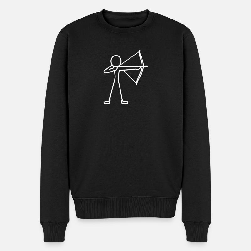 Strichmännchen Bogen Bogenschießen Bogenschütze - Männer Premium Bio Pullover - Schwarz