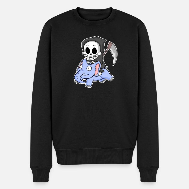 Sensenmann Elefant - Männer Premium Bio Pullover - Schwarz