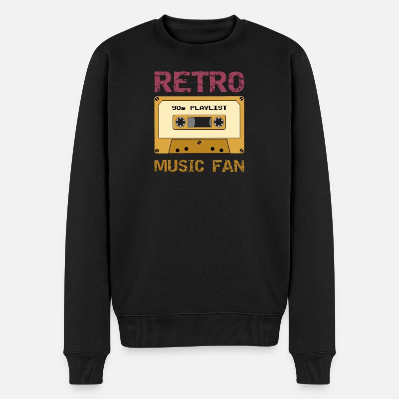 Retro-Musik-Fan - Männer Premium Bio Pullover - Schwarz