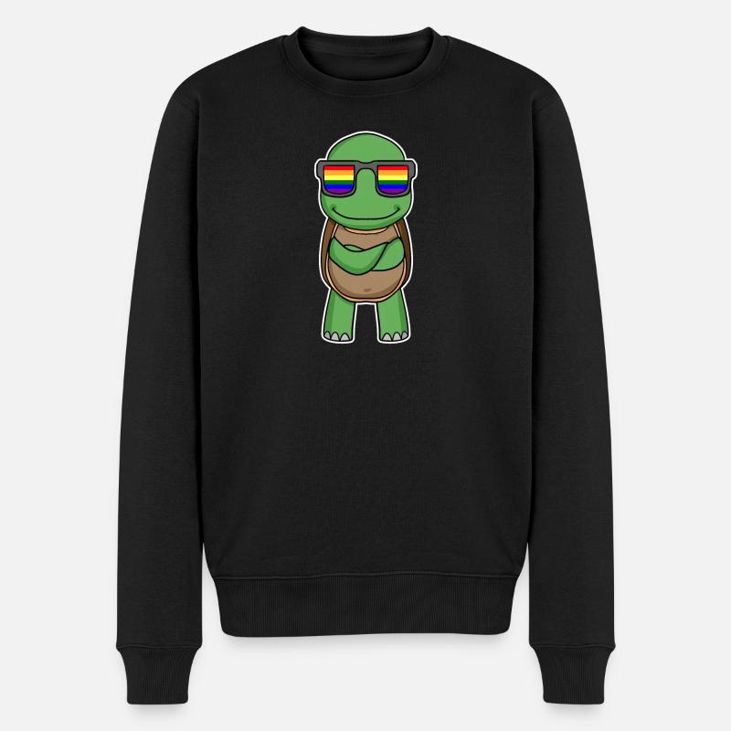 Arc-en-ciel - Tortue à lunettes - Pull Premium bio Homme - noir
