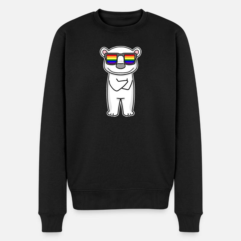 Arc-en-ciel - ours polaire avec lunettes - Pull Premium bio Homme - noir