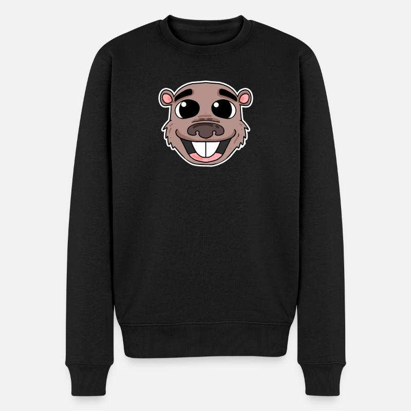Biber Kopf - Männer Premium Bio Pullover - Schwarz