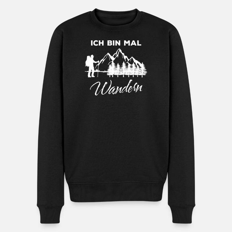 Wanderer Bergsteigen Statement Wandern Klettern - Männer Premium Bio Pullover - Schwarz