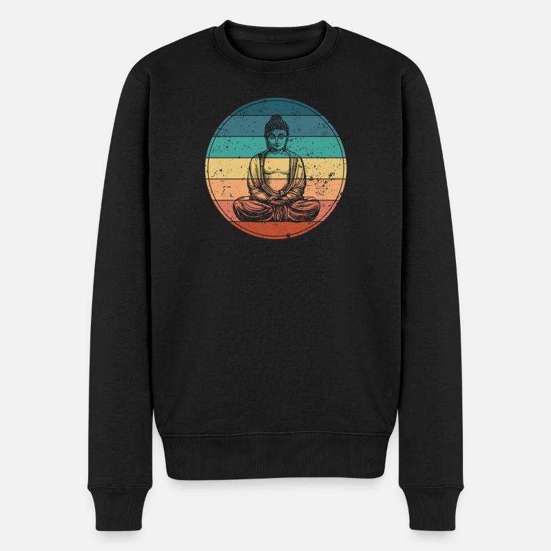 Buddha en Méditation Arc-en-Ciel - Pull Premium bio Homme - noir