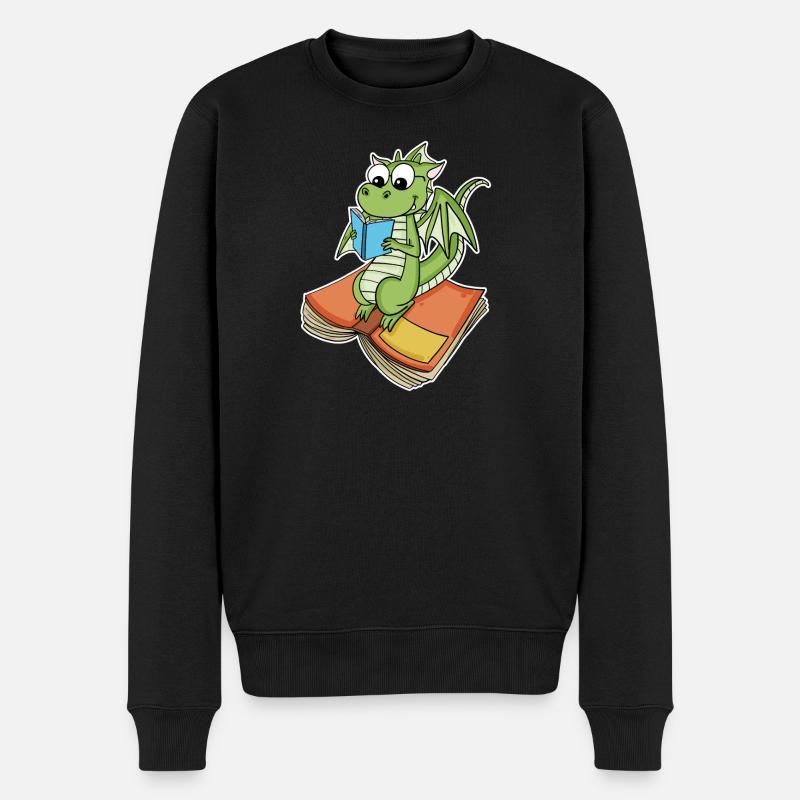 Bücher Drache Drachen - Männer Premium Bio Pullover - Schwarz