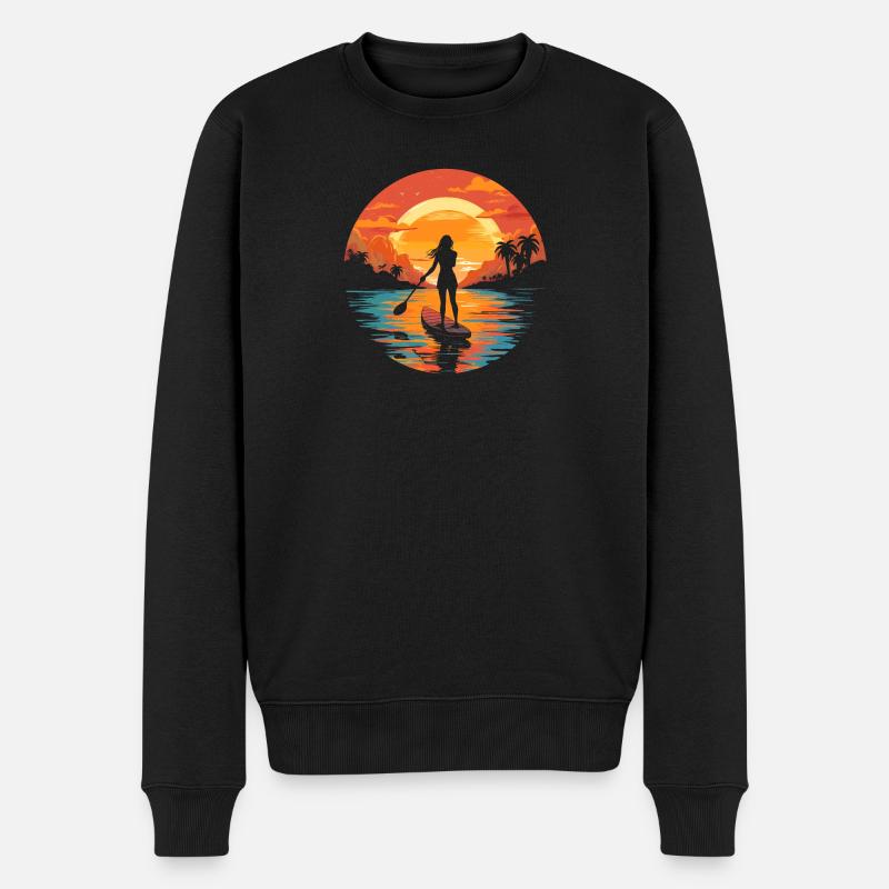 Girl on SUP - Männer Premium Bio Pullover - Schwarz