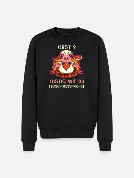 Witziges Schwein mit Fleischspruch - Männer Premium Bio Pullover - Schwarz