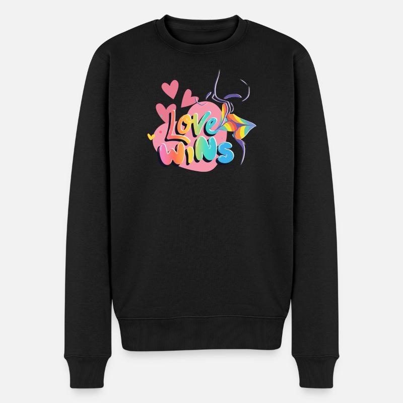 Love Wins Farbexplosion - Männer Premium Bio Pullover - Schwarz