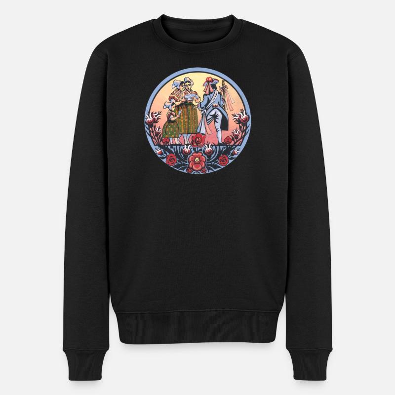 Sorbische Folklore – Tracht und Tanz - Männer Premium Bio Pullover - Schwarz