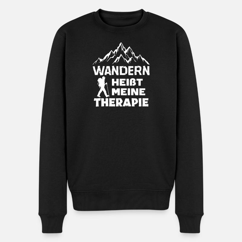 Wandern Bergsteigen Statement Wanderung Wanderer - Männer Premium Bio Pullover - Schwarz