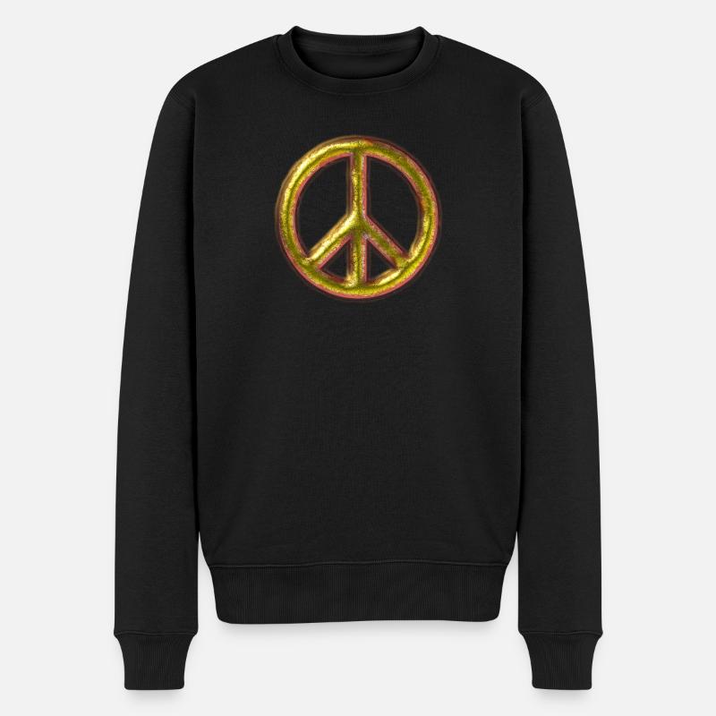 Messing Peace-Zeichen - Männer Premium Bio Pullover - Schwarz