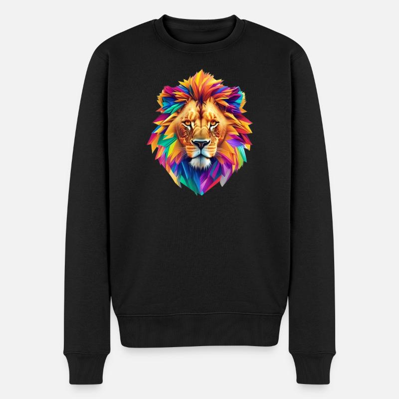 Löwenkopf - Männer Premium Bio Pullover - Schwarz