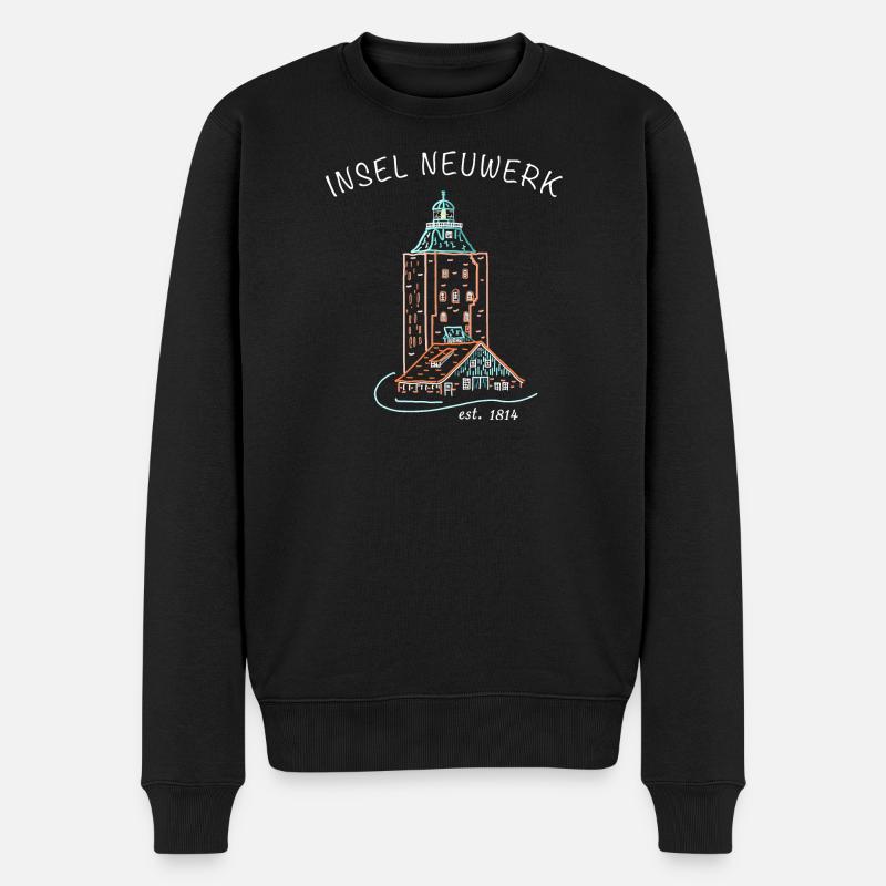 Kultiger Leuchtturm Insel Neuwerk, Hamburg - Männer Premium Bio Pullover - Schwarz