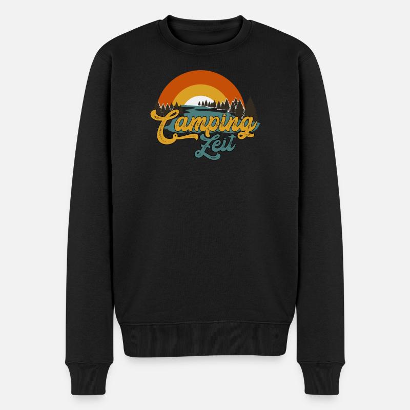 Camper Campingzeit Wohnwagen Grillen Urlaub - Männer Premium Bio Pullover - Schwarz