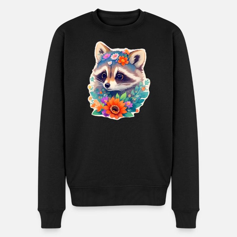 Waschbär - Männer Premium Bio Pullover - Schwarz