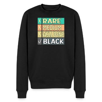 FLEISCH STEAK GARGRAD LUSTIG BBQ GRILL - Männer Premium Bio Pullover - Schwarz - Vorne - Nico (187cm)