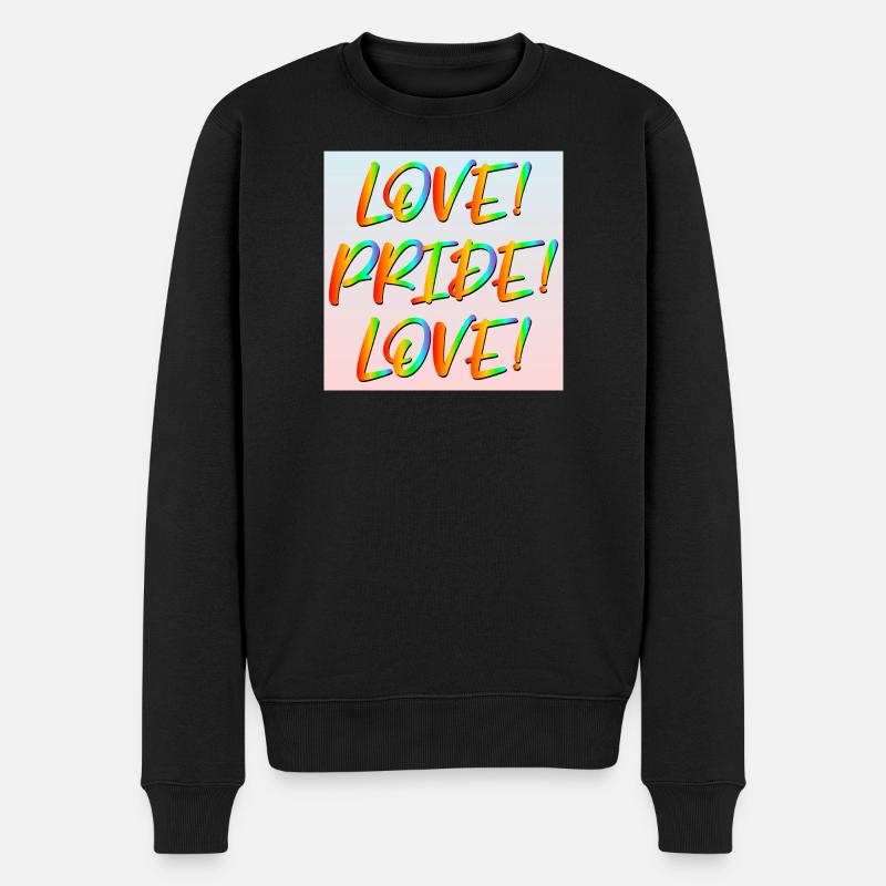 LOVE PRIDE LOVE LGBTQ SPRÜCHE VIELFALT DIVERSITY - Männer Premium Bio Pullover - Schwarz