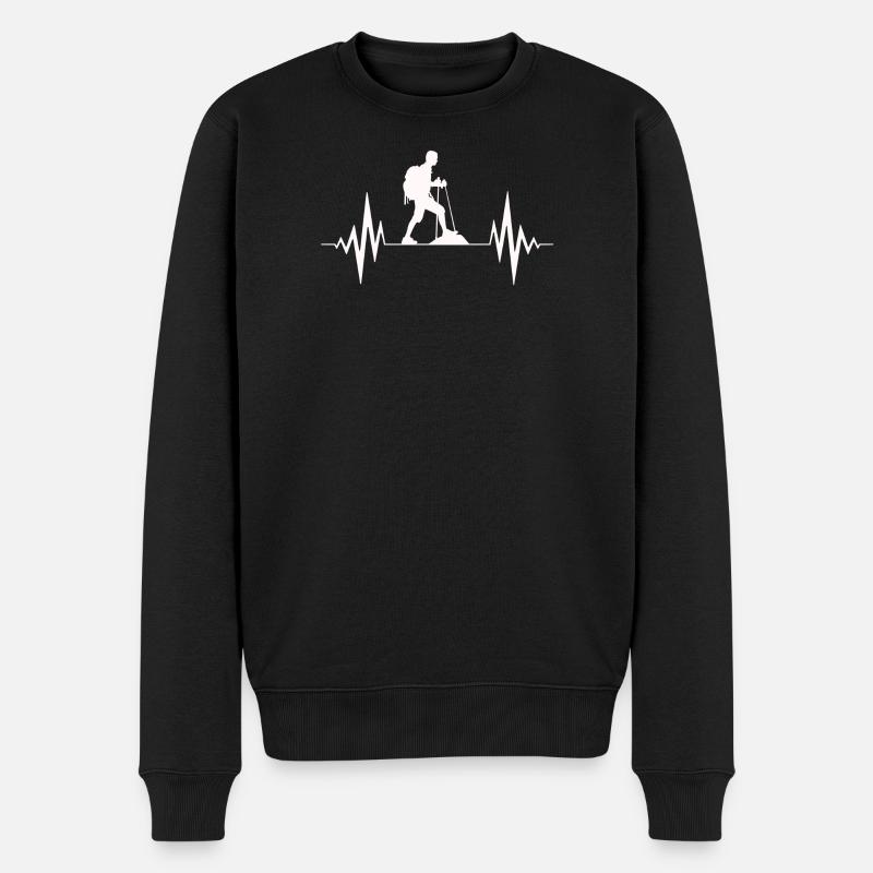 Wandern, Wandern, Wandern Vibes - Männer Premium Bio Pullover - Schwarz