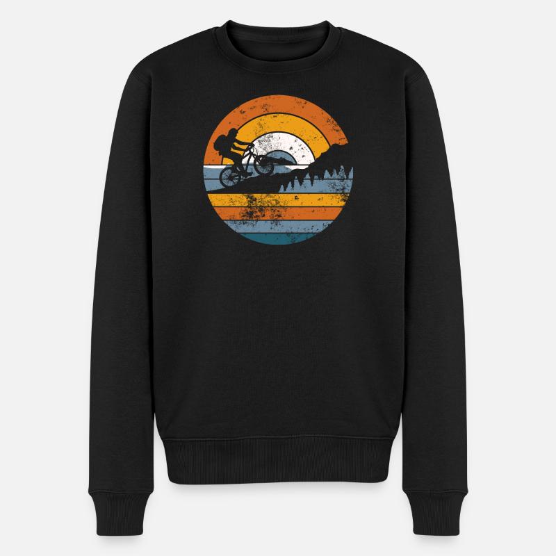 Retro Ridge Fahrrad Sonnenuntergang - Männer Premium Bio Pullover - Schwarz