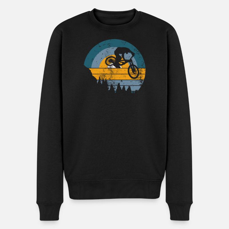 Sunset MTB Jump Silhouette - Männer Premium Bio Pullover - Schwarz