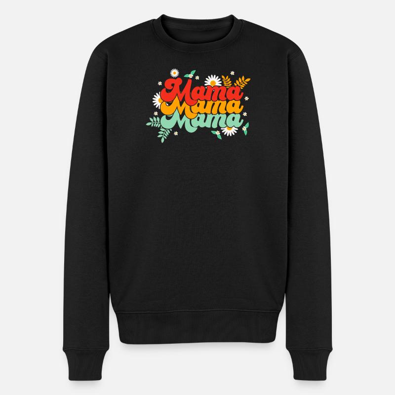 Mom, Mama, Mama Groovy - Männer Premium Bio Pullover - Schwarz