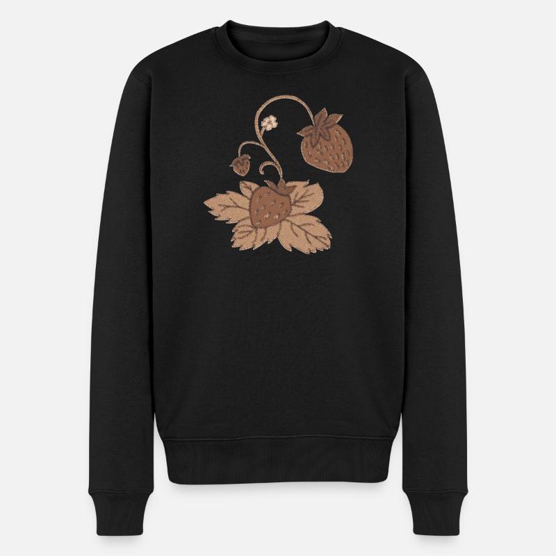 erdbeere sepia - Männer Premium Bio Pullover - Schwarz