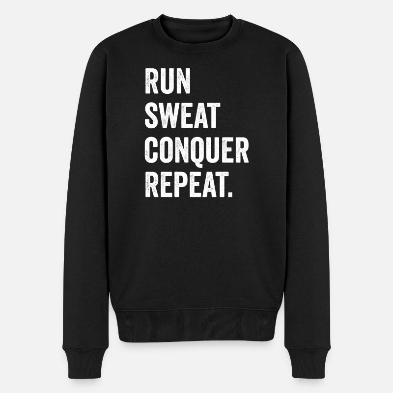 Courir. Sueur. Conquérir. Répéter. - Pull Premium bio Homme - noir