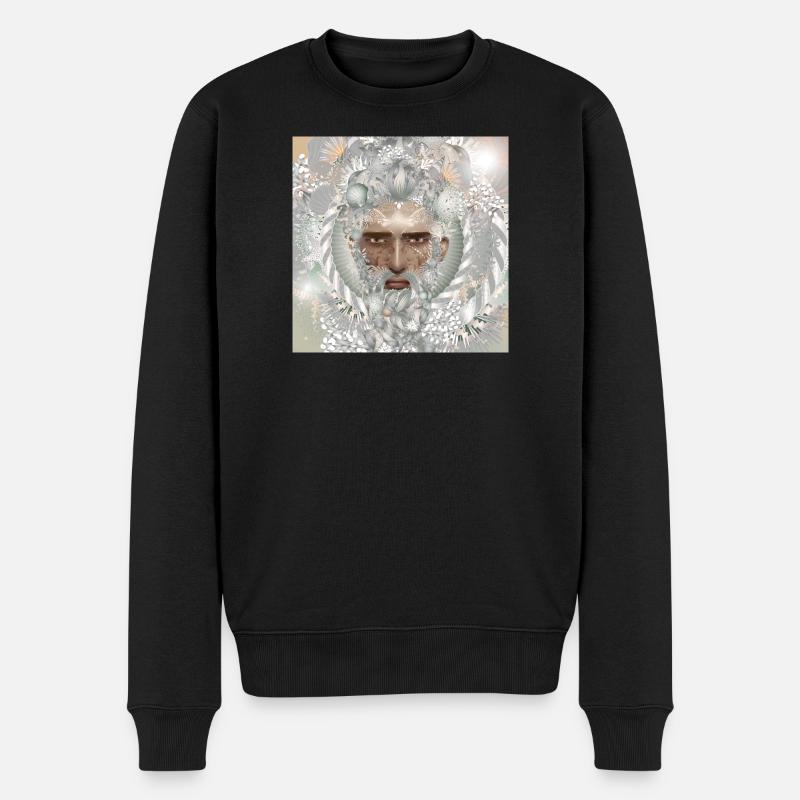 faszinierendes Porträt eines Wassermanns - Männer Premium Bio Pullover - Schwarz