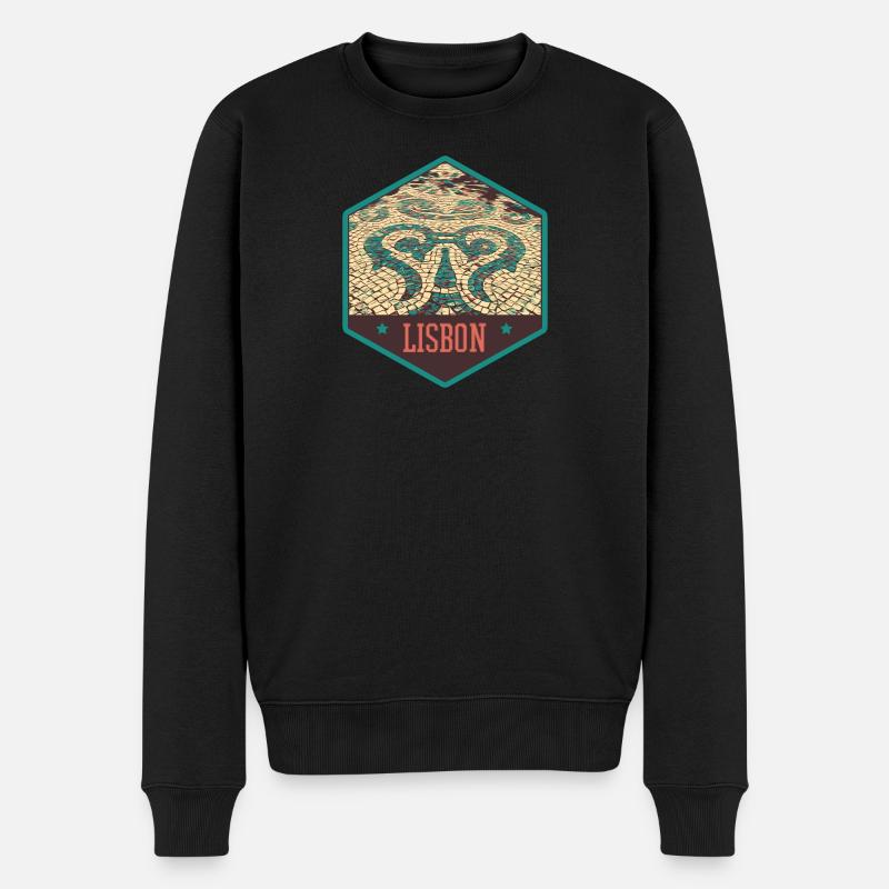 Illustration Chaussée Traditionnelle Portugal - Pull Premium bio Homme - noir