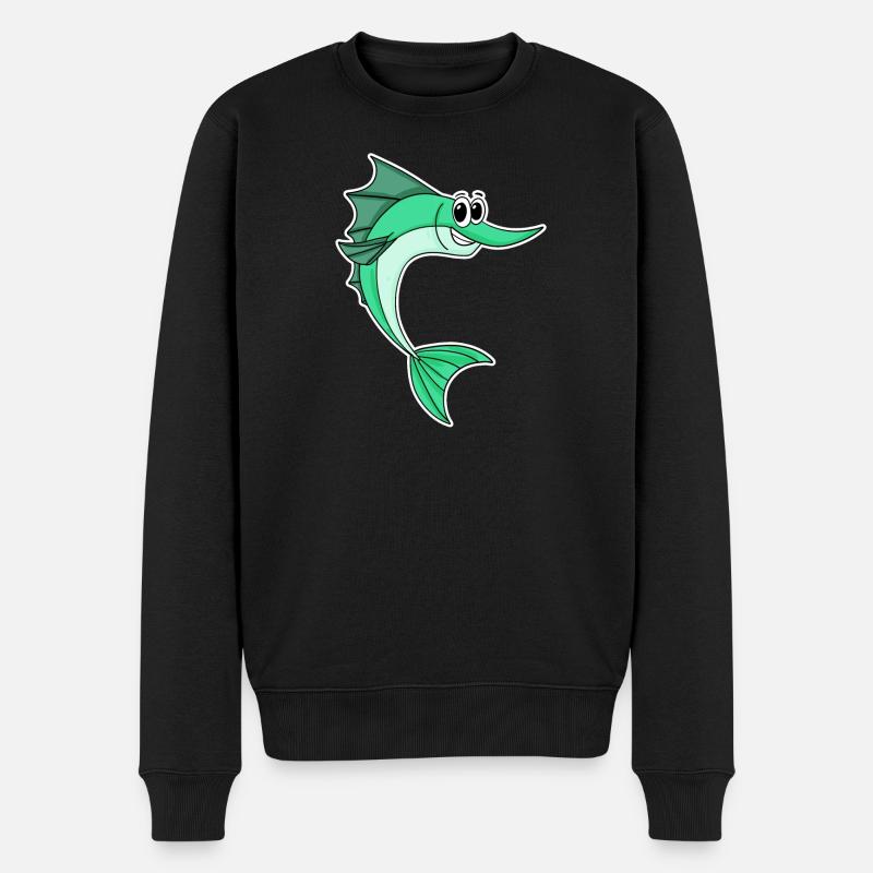 Niedlicher Schwertfisch - Männer Premium Bio Pullover - Schwarz